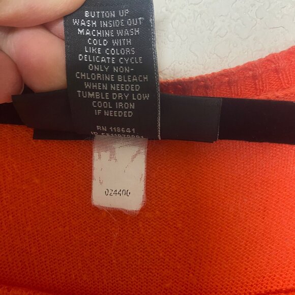 Lane Bryant Womens Button-Up Orange Cardigan 18/20 3/4 Sleeves 100% Cotton Light - Picture 4 of 10